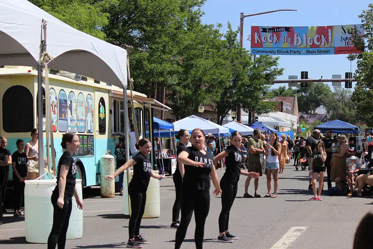 Dance group on main street